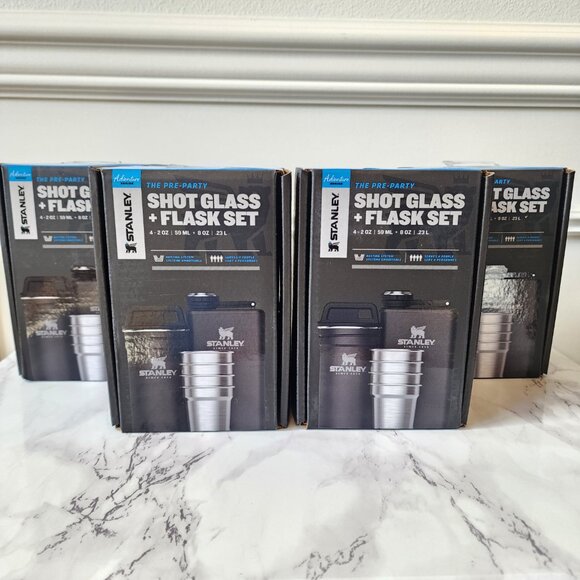 NIB Set of FOUR Stanley Adventure Pre-Party Shot Glass + Flask Set in Black - Picture 2 of 13